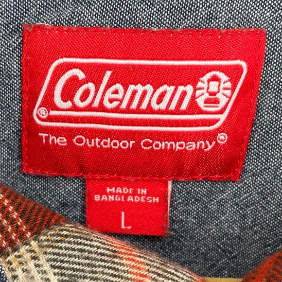 Coleman Men’s Casual Red Plaid Flannel Long Sleeve Button Down Shirt w/ Pockets - Picture 5 of 7